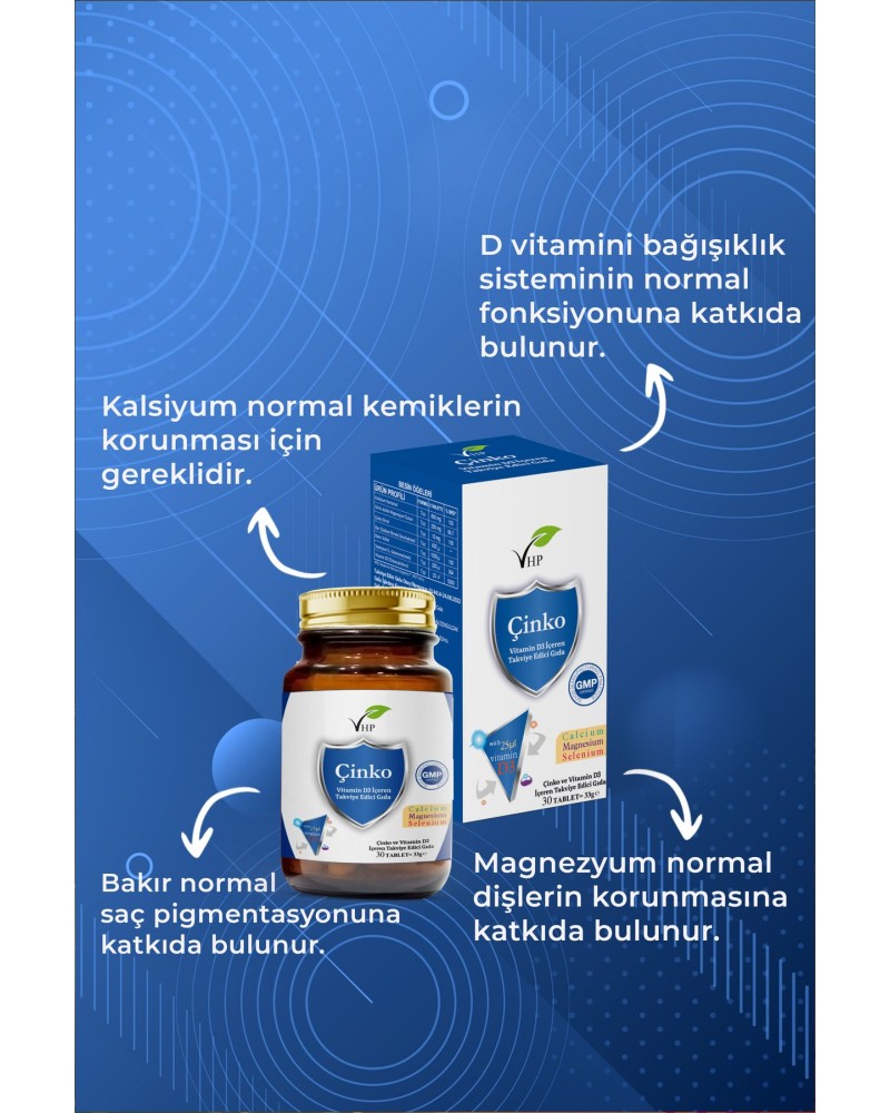 Çinko Ve Vitamin D3 30 Tablet