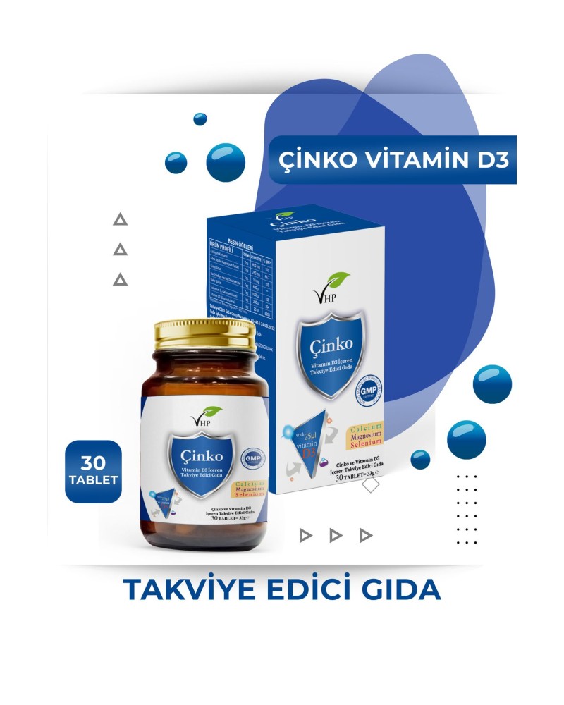 Çinko Ve Vitamin D3 30 Tablet