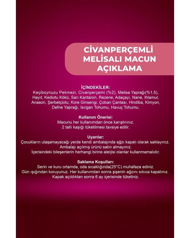 Civanperçemli Melisalı Macun 230 gr