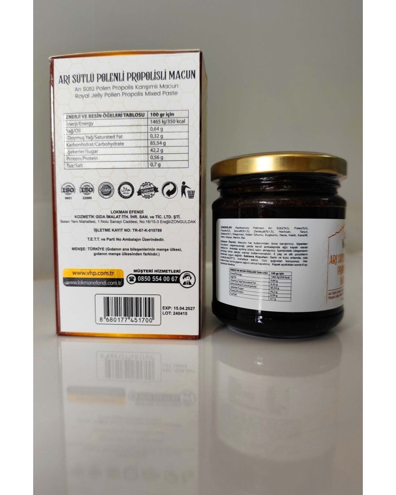 Arı Sütlü Polenli Propolisli Macun 230gr