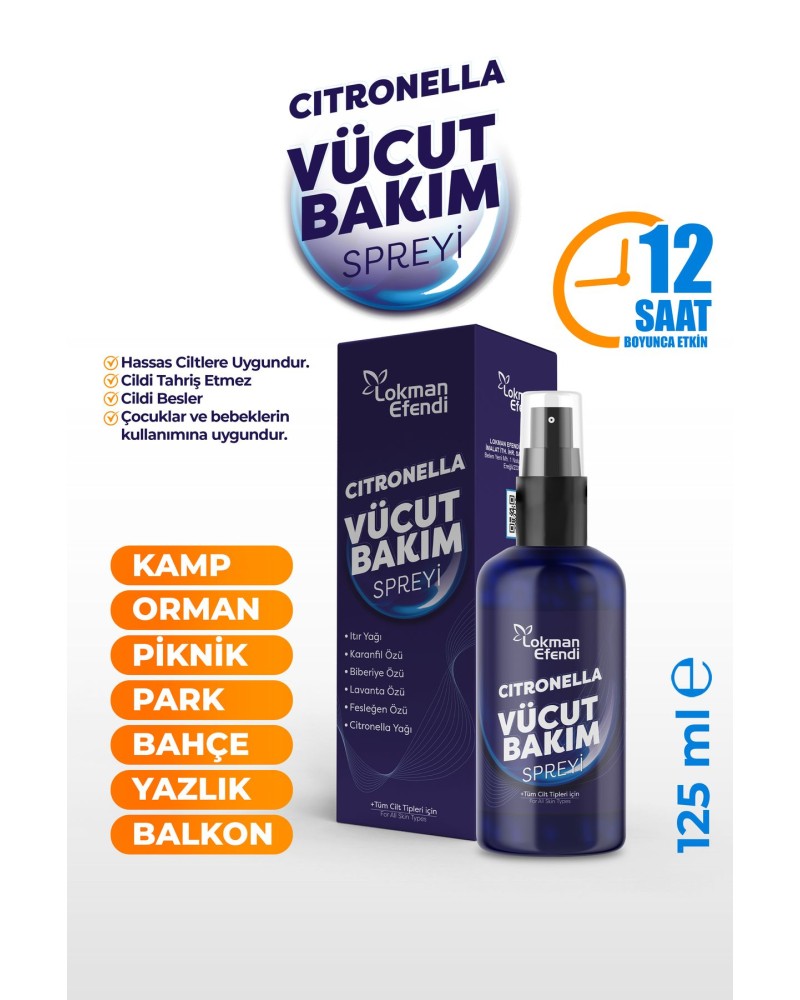 Sivrisinek Ve Kene Kovucu Cıtronella Vücut Bakım Spreyi 125 ml