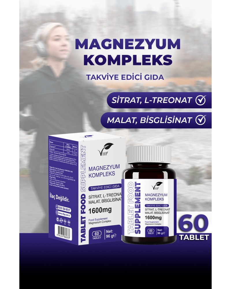 MAGNEZYUM KOMPLEKS TAKVİYE EDİCİ GIDA 60 TABLET -
