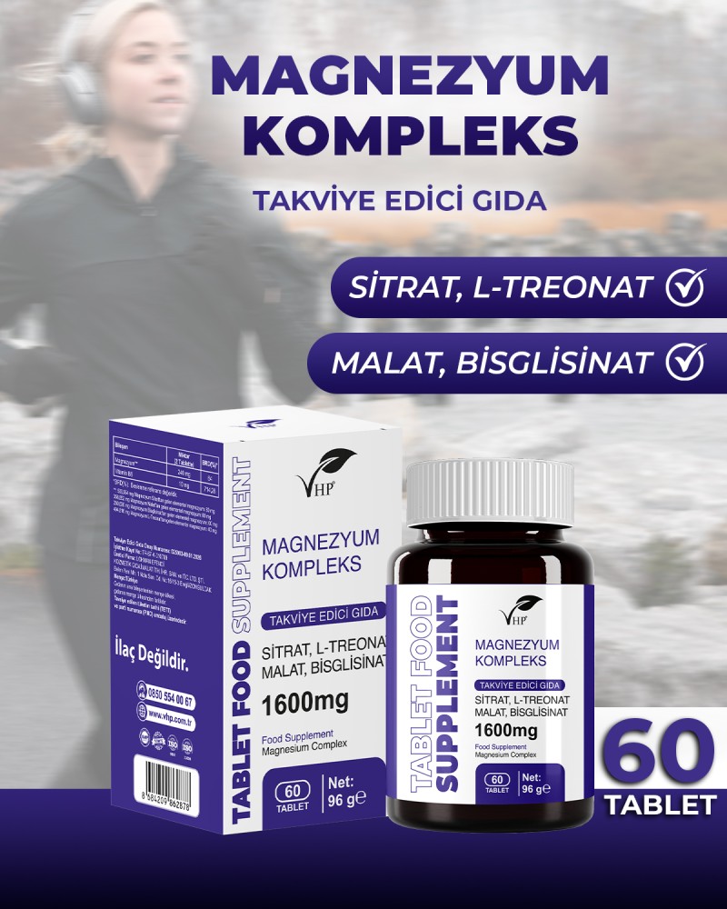 MAGNEZYUM KOMPLEKS TAKVİYE EDİCİ GIDA 60 TABLET -