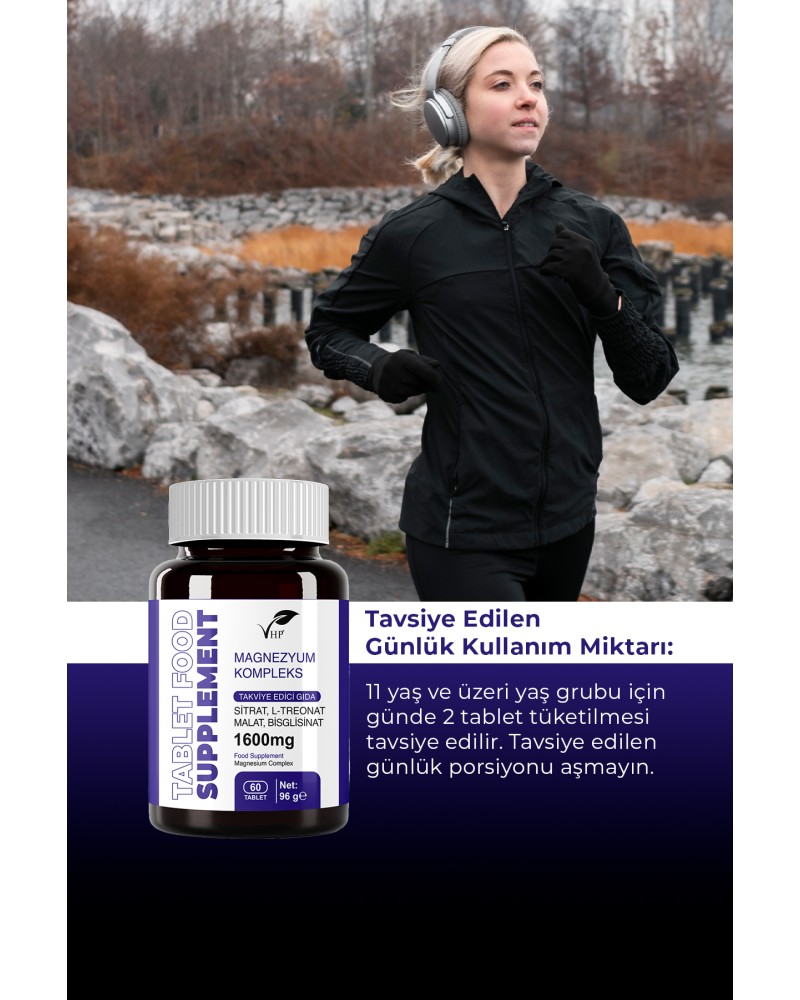 MAGNEZYUM KOMPLEKS TAKVİYE EDİCİ GIDA 60 TABLET -