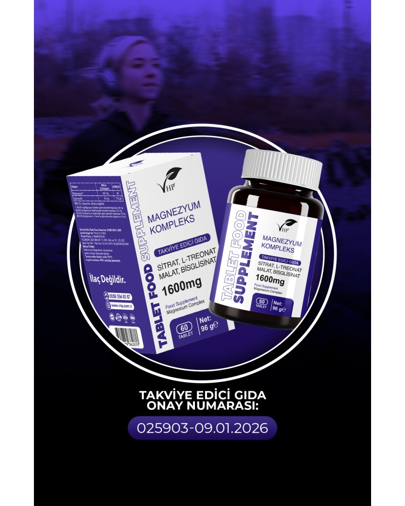 MAGNEZYUM KOMPLEKS TAKVİYE EDİCİ GIDA 60 TABLET -